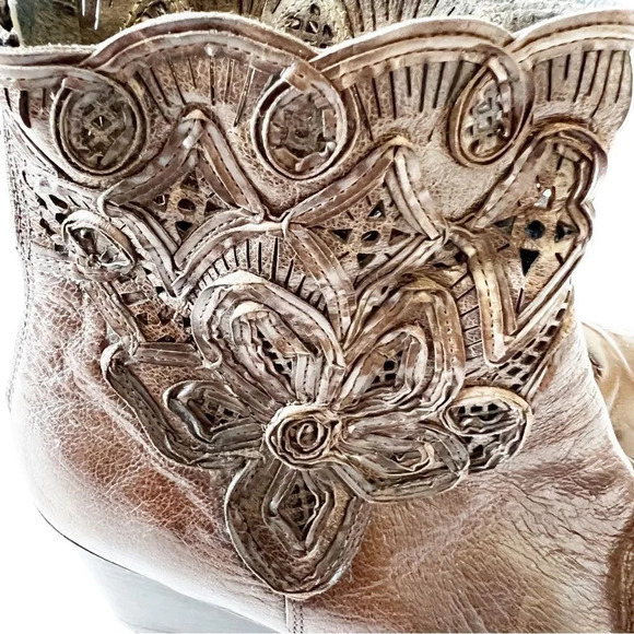 Sesto‎ Meucci Dark Brown Cutwork Boots Size 8 Women’s 7” Tall Made In Italy Lace - Picture 10 of 12